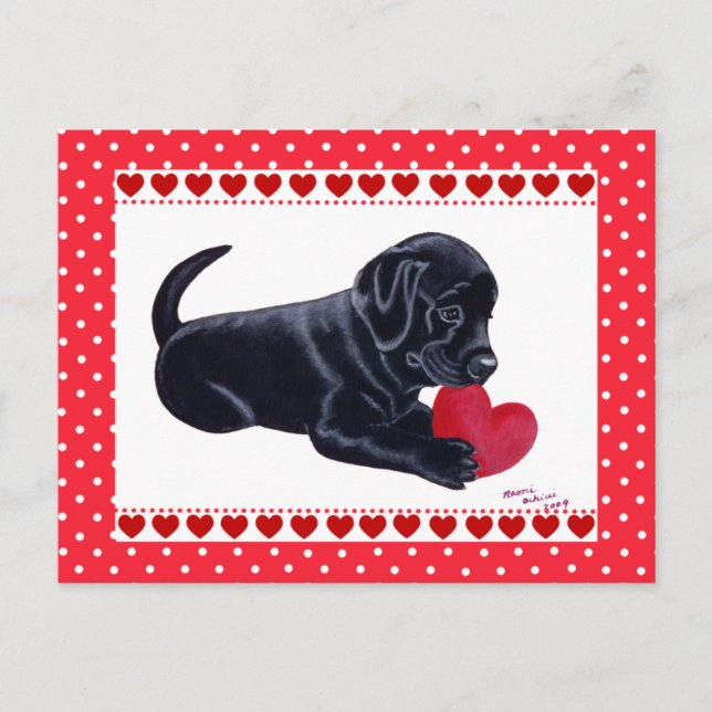 Black Lab Puppy Valentine's Day card (Front)