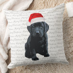 Black Lab Santa Dog Merry Christmas- Labrador Dog Cushion<br><div class="desc">Decorate your home this holiday season with this adorable Merry Christmas Black Labrador Santa Dog pillow and matching decor . This black labrador christmas pillow will be a favourite among labrador lovers. Visit our collection for matching black lab christmas cards, home decor, and gifts. COPYRIGHT © 2020 Judy Burrows, Black...</div>