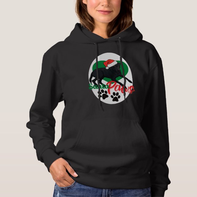 Black Lab Santa Paws Christmas Dog Hoodie (Front)