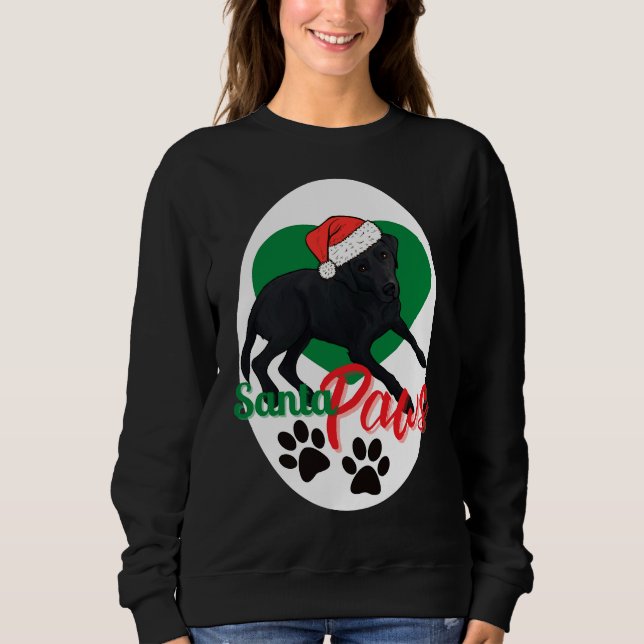 Black Lab Santa Paws Christmas Dog Sweatshirt (Front)