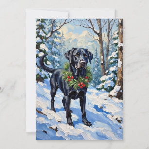 Black Lab Serene Winter Forest Christmas Holiday