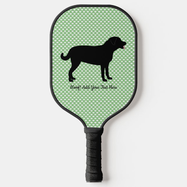 Black Lab Silhouette Personalised Text Pickleball Paddle (Front)