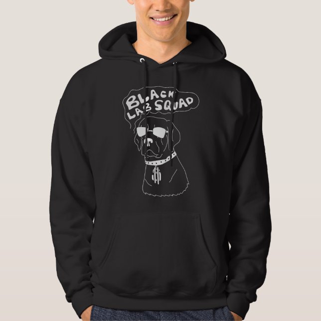 Black Lab Squat Labrador Retriever Idea Dog Hoodie (Front)