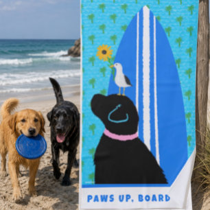 Black Lab Surf Dog Island Beach Towel