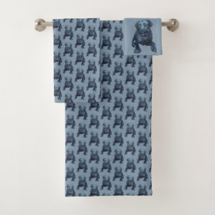 Black Lab Towel Set Labrador Retriever Bath Decor