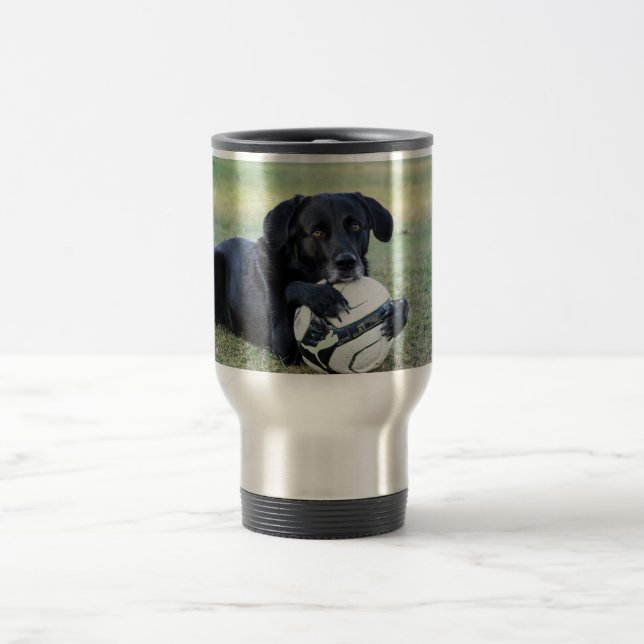 Black lab Travel mug  in stainless steel. (Center)