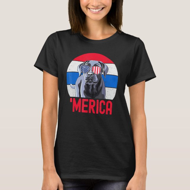 Black Lab Usa American Flag 4th Of July Pride Patr T-Shirt (Front)