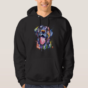 Black Lab Watercolor Pet Portrait Painting Hoodie