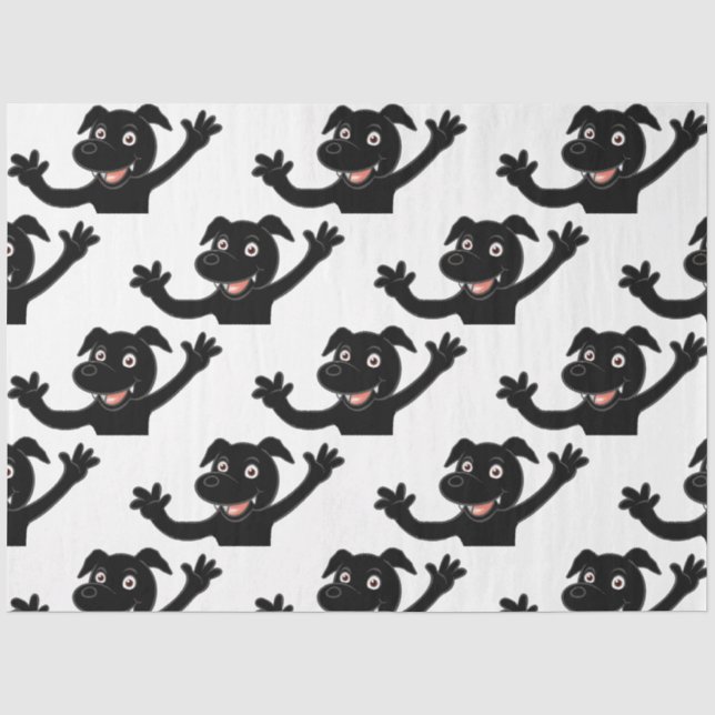 black lab waving cartoon tissue paper (Front)
