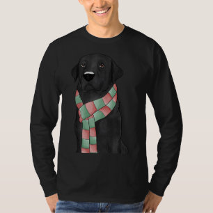 Black Lab With Christmas Scarf Fitted T-Shirt