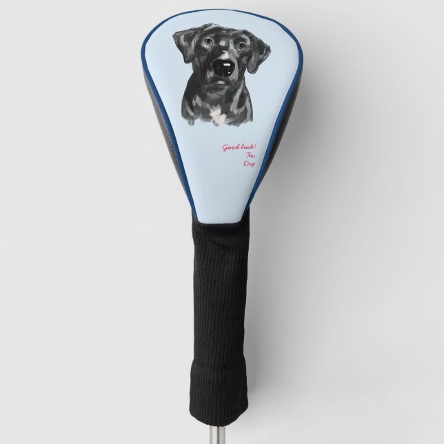 Black Lab with white Dog Golf Head Cover (Front)