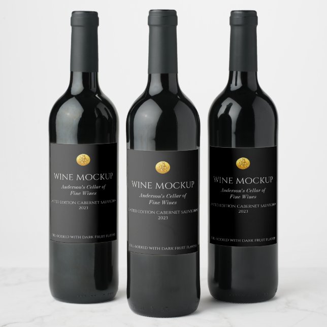 Black Label Elegant Custom Wine Labels (Bottles)
