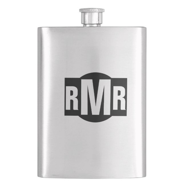 Black Label Monogrammed Hip Flask (Front)