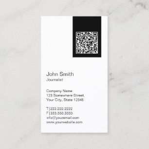 Black Label QR Code Journalist Business Card