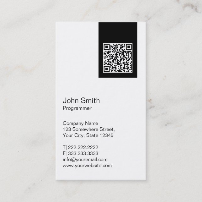 Black Label QR Code Programmer Business Card (Front)