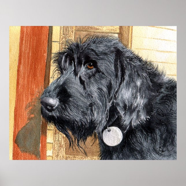 Black Labradoodle #1 Canvas Print (Front)