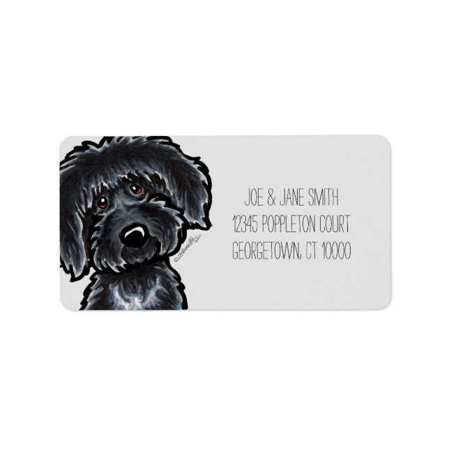 Black Labradoodle Art Grey Mod Label (Front)