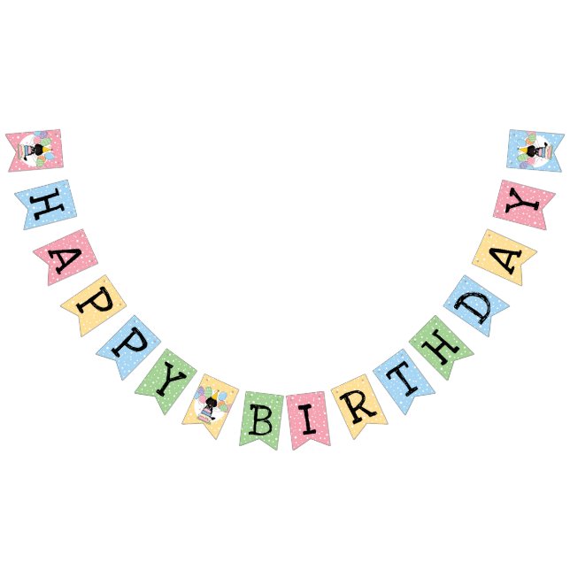 Black Labradoodle Birthday Party Bunting Flags (All)