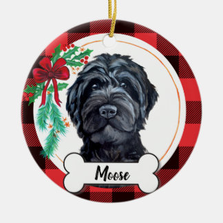 Black Labradoodle / Black Goldendoodle Ceramic Tree Decoration