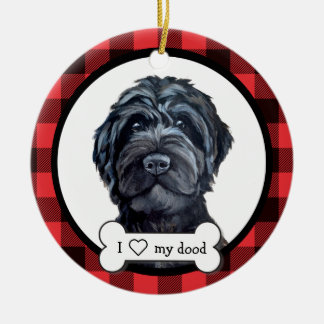 Black Labradoodle / Black Goldendoodle Ceramic Tree Decoration