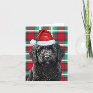 Black Labradoodle Christmas Dog Holiday Plaid Card