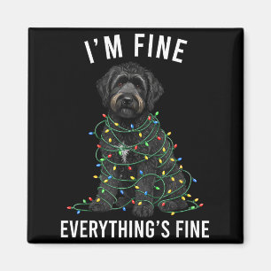 Black Labradoodle Christmas I'm Fine Everything Is Magnet