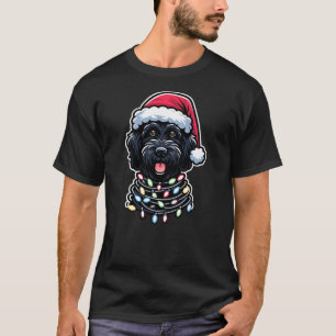 Black Labradoodle Christmas Tree Lights Black Dood T-Shirt