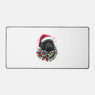 Black Labradoodle Christmas Tree Xmas Lights Doodl Desk Mat