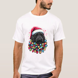 Black Labradoodle Christmas Tree Xmas Lights Doodl T-Shirt
