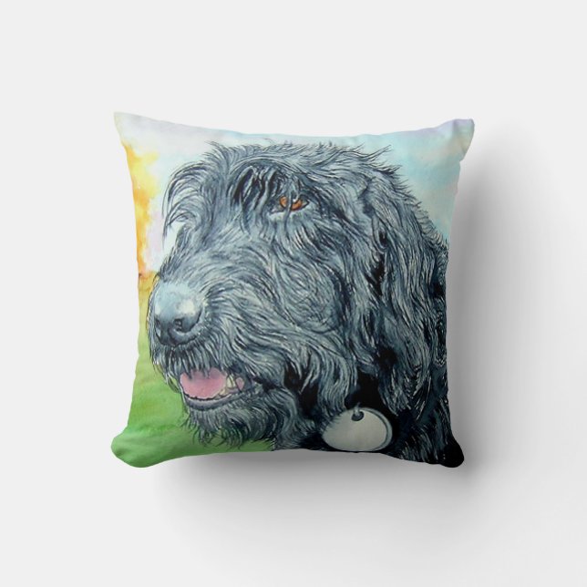 Black Labradoodle Cushion (Front)