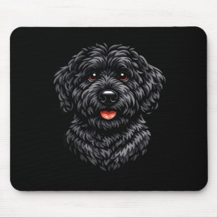 Black labradoodle dog cute doodle puppy art for mouse pad