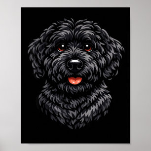 Black labradoodle dog cute doodle puppy art for poster