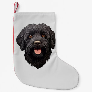 Black Labradoodle Dog Small Christmas Stocking