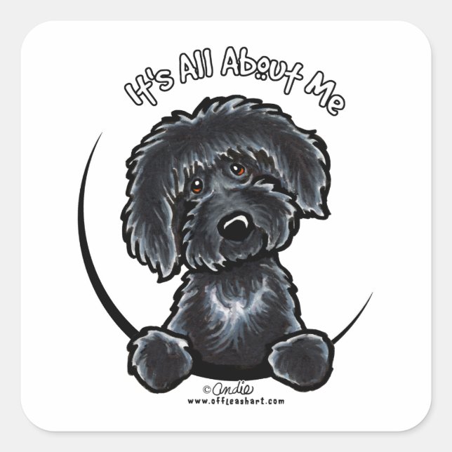 Black Labradoodle IAAM Square Sticker (Front)