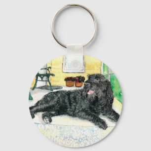 Black Labradoodle Key Ring