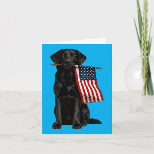 Black Labrador Aamerican Flag Funny Golden Holding Card