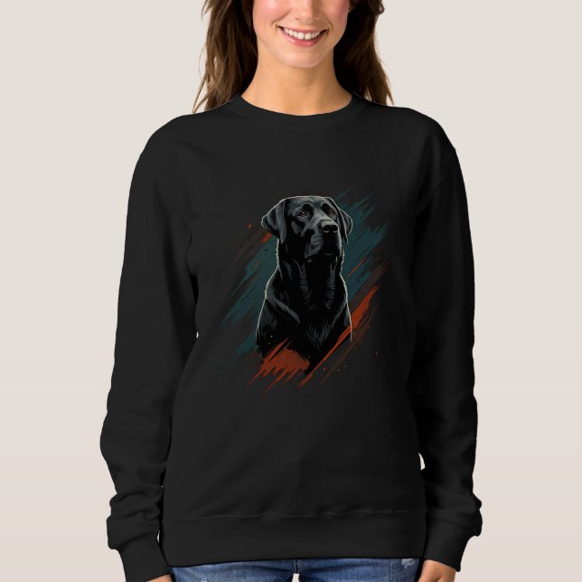 Black Labrador Abstract Retro Paint Lab Owner Love Sweatshirt (Front)