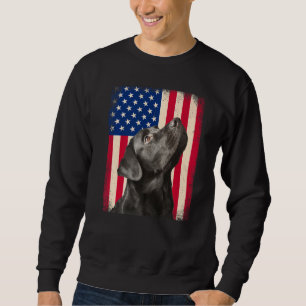 Black Labrador  American Usa Flag Lab Owner Sweatshirt