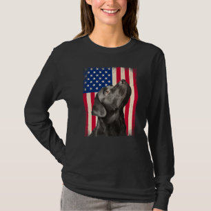 Black Labrador American Usa Flag Lab Owner T-Shirt