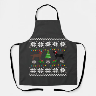 Black Labrador and Chocolate Labrador Happy Christ Apron