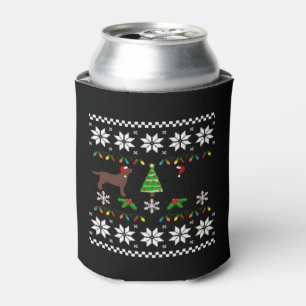 Black Labrador and Chocolate Labrador Happy Christ Can Cooler