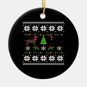 Black Labrador and Chocolate Labrador Happy Christ Ceramic Tree Decoration