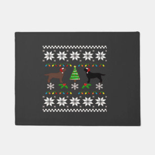 Black Labrador and Chocolate Labrador Happy Christ Doormat