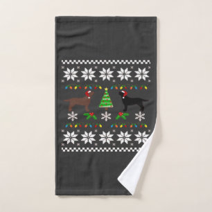 Black Labrador and Chocolate Labrador Happy Christ Hand Towel
