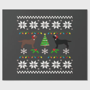 Black Labrador and Chocolate Labrador Happy Christ Wrapping Paper