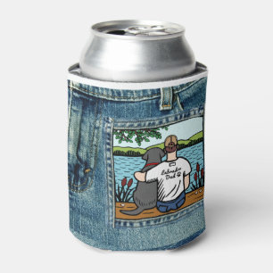 Black Labrador and Dad Lake View Can Cooler