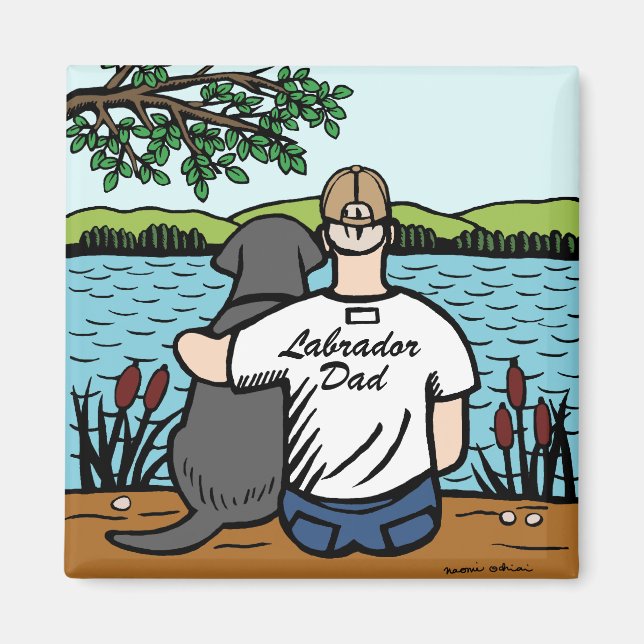 Black Labrador and Dad Magnet (Front)