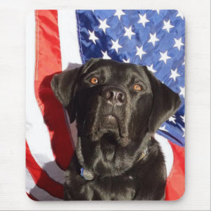 Black Labrador and Flag mousepad