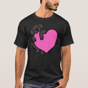 Black Labrador And Pink Heart T-Shirt