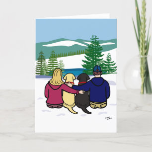 Black Labrador and Yellow Labrador and Parents Card